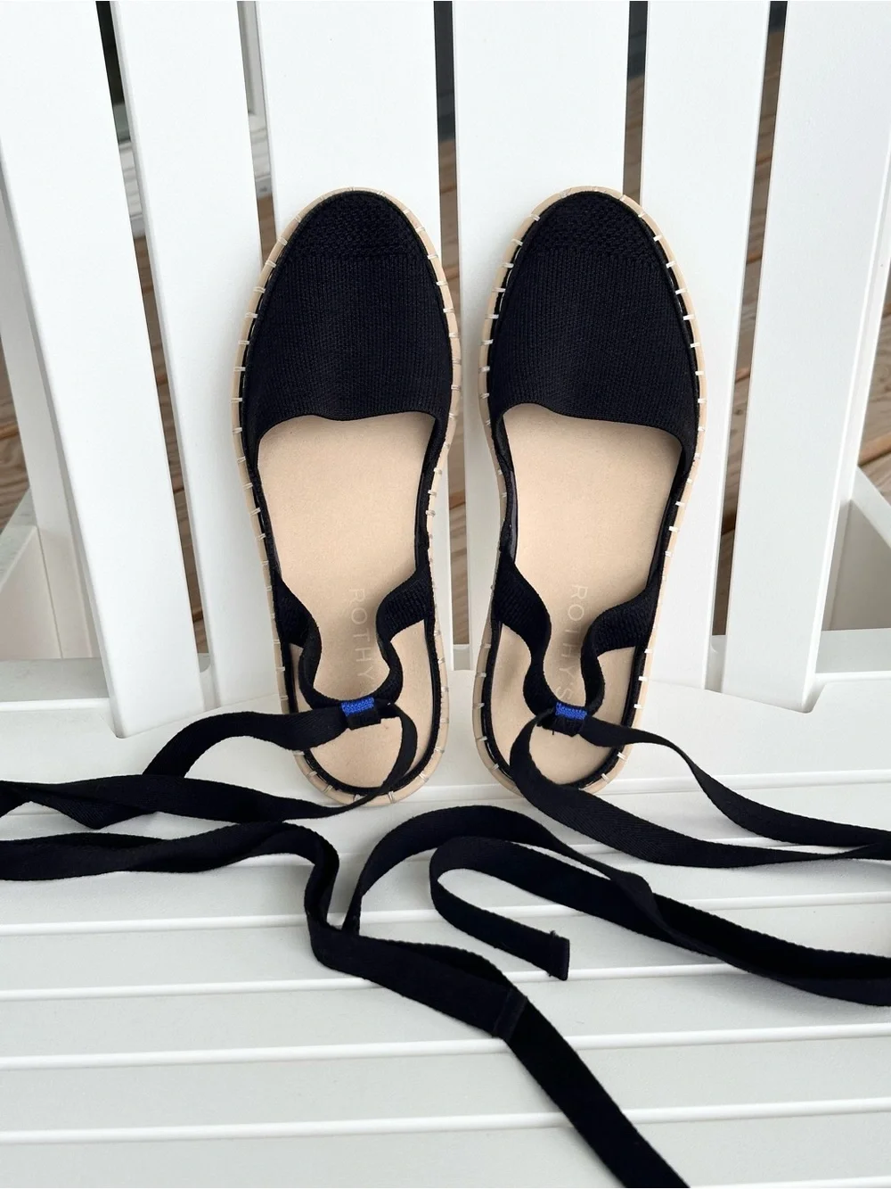 Rothy's Black Espadrille Lace-Up Flats